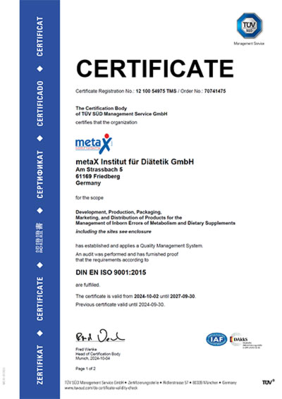  ISO certification according to ISO 9001:2015 - HACCP