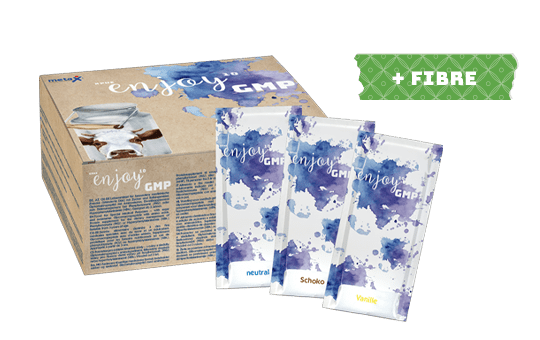 XPhe enjoy GMP, for use in the dietary management of phenylketonuria or hyperphenylalaninemia, from 3 years, enriched with fibres, vitamins, minerals and trace elements